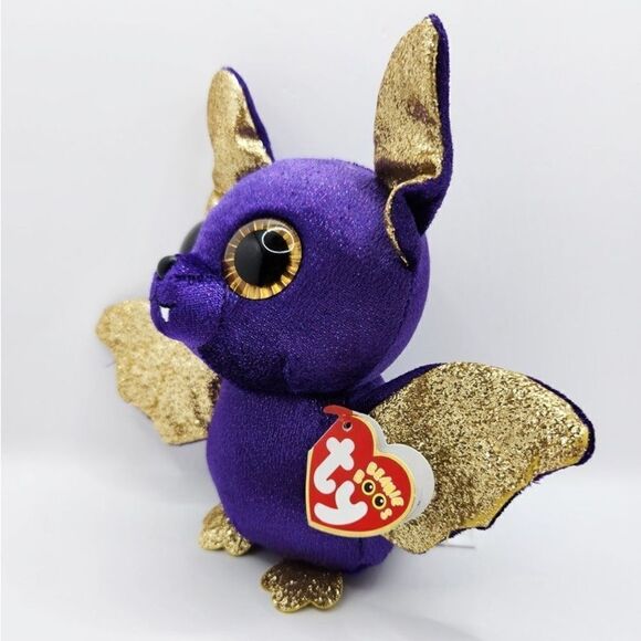 NWT Vintage TY Beanie Boo 'Count' the Purple Bat (Medium 9 inch) Set of 2 - Picture 3 of 11
